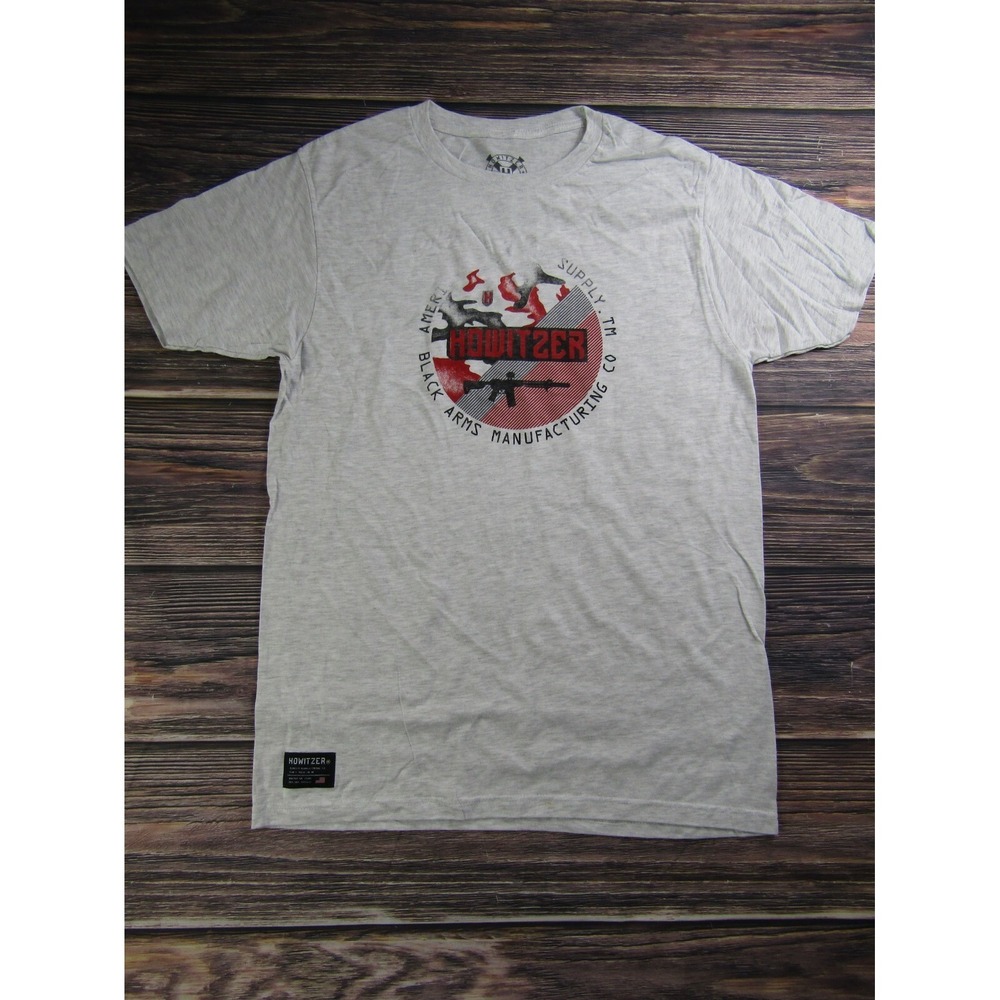 Howitzer Patriot Mens Medium White T Shirt Military USA America Veteran